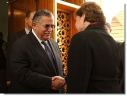 Agriculture Secretary Ann M. Veneman and President Talabani, the current President of the Governing Council in Iraq.