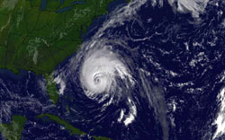 Hurricane Isabel about to lash U.S. mainland with its powerful winds taken on Sept. 17, 2003, at 9:15 a.m. NOAA image
