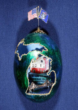Painted and Decorated Egg Representing Michigan