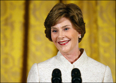 Mrs. Laura Bush delivers remarks during the National Book Festival Breakfast Saturday, Sept. 27, 2008, in the East Room of the White House.