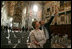 First lady Laura Bush is given a tour of St. John at the Lateran Church in Rome by art historian Dr. Stefano Aluffi-Pentini Thursday, April 7, 2005. The President and Mrs. Bush are in Italy for the scheduled Friday funeral of Pope John Paul II.