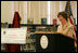 Mrs. Laura Bush announces a Striving Readers grant to Newark Public Schools, during her visit to the Avon Avenue Elementary School, Thursday, March 16, 2006 in Newark, N.J. The Striving Readers grant will be used to support programs to improve students reading skills and become proficient at grade level.