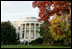 View of the White House South Portico through fall foliage, November 1, 2006.