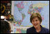Mrs. Laura Bush visits with students at the Good Shepherd Nativity Mission School, Thursday, Nov. 1, 2007 in New Orleans, a Helping America's Youth visit with Big Brother and Big Sisters of Southeast Louisiana. Mrs. Bush thanked the group saying,"We know that positive role models are essential to young people's success.