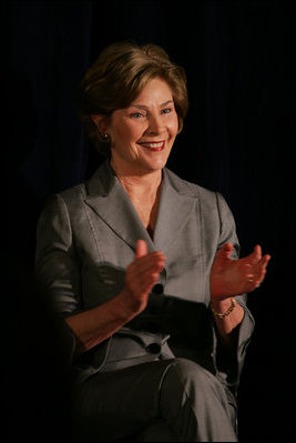 Mrs. Laura Bush applauds a fellow speaker at the Congressional Malaria Caucus Thursday, April 24, 2008, at the U.S. Captiol in Washington, D.C., where she delievered a report on President Bush's Malaria Initiative.