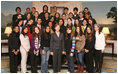 Mrs. Laura Bush poses for a photo with the Brazil Youth Ambassadors during their visit to the White House, Monday, Jan. 14, 2008. The organization promotes intercultural understanding among Brazilian and American youth.
