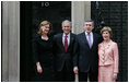 President George W. Bush and Laura Bush are met by British Prime Minster Gordon Brown and his wife, Sarah, on their arrival Sunday, June 15, 2008 to 10 Downing Street in London.