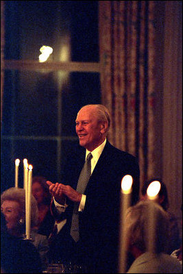 Former President Gerald R. Ford celebrates his 90th birthday at the White House July 16, 2003. President Ford was born July 14, 1913, and is the longest living President.