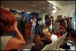 Just one day after the September 11, 2001 terrorist attacks, White House Press Secretary Ari Fleischer answers reporters' questions, September 12, 2001.