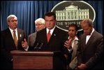  Homeland Security Adviser Tom Ridge holds a press conference during a homeland security briefing October 22, 2001. 
