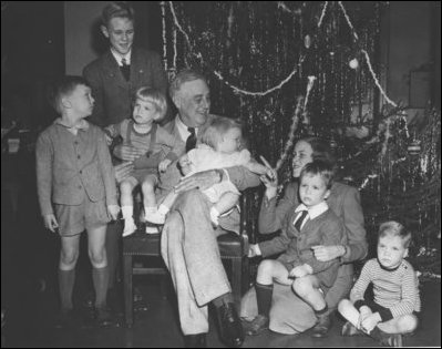 President Franklin D. Roosevelt and family, December 24, 1943.