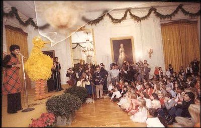 The Big Bird crew performing for children during Christmas at the White House.