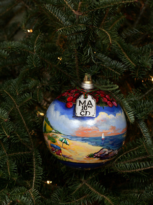 Massachusetts Congressman Bill Delahunt selected artist Sally Dean Mello to decorate the 10th District's ornament for the 2008 White House Christmas Tree.