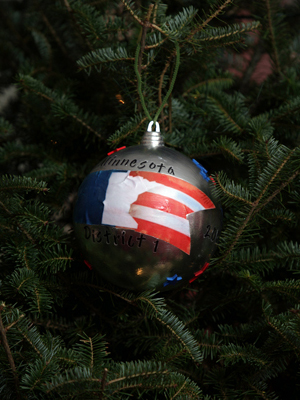 Minnesota Congressman Tim Walz selected artist Christine Robbins to decorate the 1st District's ornament for the 2008 White House Christmas Tree.
