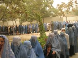 Women line up to vote in Afghanistan’s first presidential election. USAID Photo