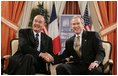President George W. Bush meets with French President Jacques Chirac in Brussels, Belgium, Monday, Feb. 21, 2005.
