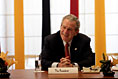 President George W. Bush smiles as he meets with religious leaders of India Thursday, March 2, 2006, in New Delhi.