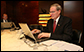 Stephen Hadley, National Security Adviser, works on the Mideast Trip Notes in the Senior Staff Lounge Saturday, Jan. 12, 2008, at the Ritz Carlton-Bahrain. White House photo by Eric Draper