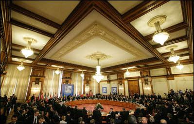 NATO leaders prepare for the Summit Meeting of the NATO Ukraine Commission Friday, April 4, 2008, during the second-day session in Bucharest.