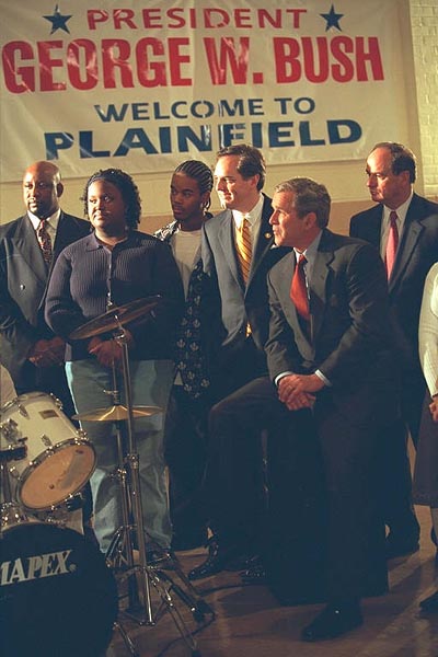 President Bush visits a faith-based program in Plainfield, New Jersey.