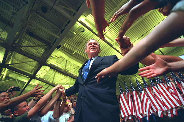 President Bush greets citizens from Greenville, North Carolina.