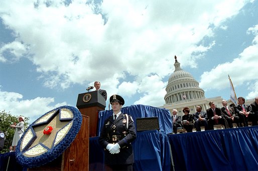 President George W. Bush addresses the 21st Annual Peace Officers' Association Memorial Service at the United States Capitol Wednesday, May 15. 