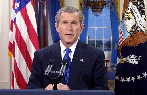 President George W. Bush addresses the nation from the White House on his intention to create a cabinet level position for Office of Homeland Security on Thursday June 6, 2002. White House photo by Paul Morse.