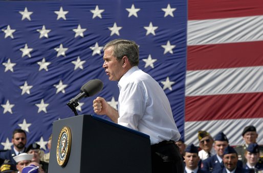 President George W. Bush gives remarks during 