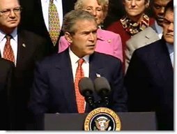President Bush today released the first National Strategy for Homeland Security. The purpose of the Strategy is to mobilize and organize our Nation to secure the U.S. homeland from terrorist attacks. Video screen capture by Monty Haymes.