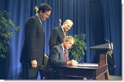 President George W. Bush signs the Born Alive Infants Protection Act of 2002 in Pittsburgh, Pa., Monday, Aug. 5. White House photo by Paul Morse.