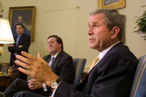 President George W. Bush and NATO Secretary General Lord Robertson hold a joint press conference in the Oval Office Monday, Oct. 21. 