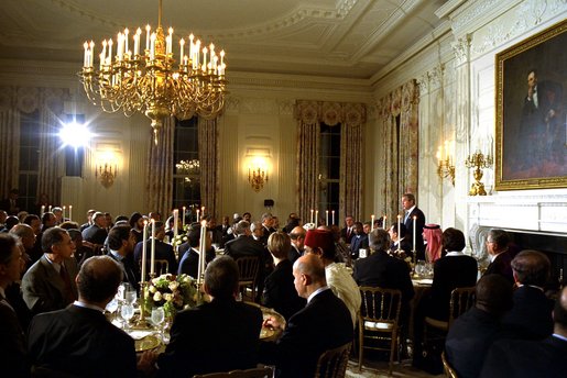 Celebrating the beginning of Ramadan, President George W. Bush hosts an Iftaar Dinner in the State Dining Room of the White House Thursday, Nov. 7. White House photo by Paul Morse