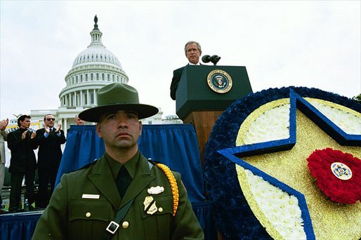 President George W. Bush speaks during the 22nd Annual Peace Officers' Memorial Service at the U.S. Capitol in Washington, D.C., Thursday, May 15, 2003. 