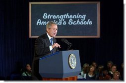 President George W. Bush delivers remarks on education at Hyde Park Elementary School in Jacksonville, Fla., Tuesday, Sept. 9, 2003.  White House photo by Tina Hager