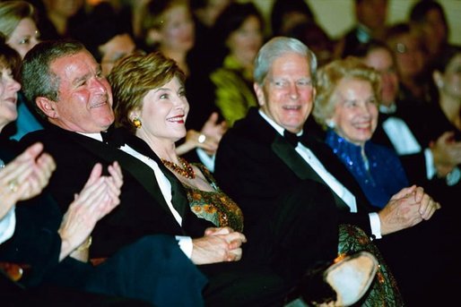 President George W. Bush and Laura Bush attend the 2003 National Book Festival Gala Performance and Dinner at the Library of Congress in Washington, D.C., Oct. 3, 2003. White House photo by Susan Sterner