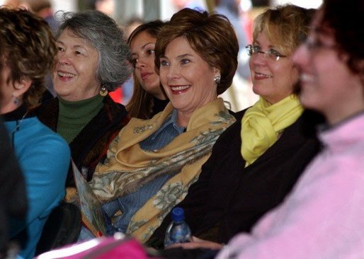 Laura Bush visits the Home and Family Pavilion during the National Book Festival on the mall in Washington D.C. Saturday, Oct. 4, 2003. White House photo by Jennifer Davis.