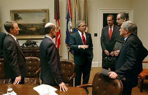 President George W. Bush meets with economists in the Roosevelt Room Friday, Jan. 30, 2004. White House photo by Tina Hager