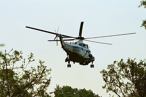Marine One departs from the South Lawn Friday, May 7, 2004. White House photo by Paul Morse.
