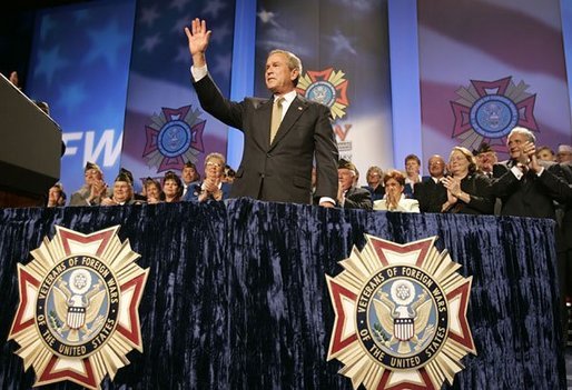 President George W. Bush speaks at the Veterans of Foreign Wars Convention in Cincinnati, Ohio. File photo. White House photo by Paul Morse.