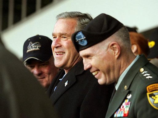President George W. Bush attends the 105th annual Army/Navy football game in Philadelphia, Pa., Dec. 4, 2004. White House photo by Tina Hager