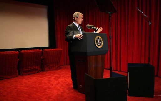 President George W. Bush prepares for his Inaugural Address in the Family Theater of the White House Tuesday, Jan. 18, 2005. White House photo by Eric Draper
