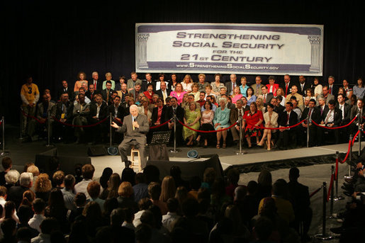 Vice President Dick Cheney discusses Social Security during a Town Hall meeting at Campbell High School in Smyrna, Ga., Monday, May 2, 2005.White House photo by David Bohrer