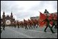 Russian solders march in a military procession commemorating the 60th anniversary of the end of World War II in Moscow's Red Square Monday, May 9, 2005. White House photo by Eric Draper