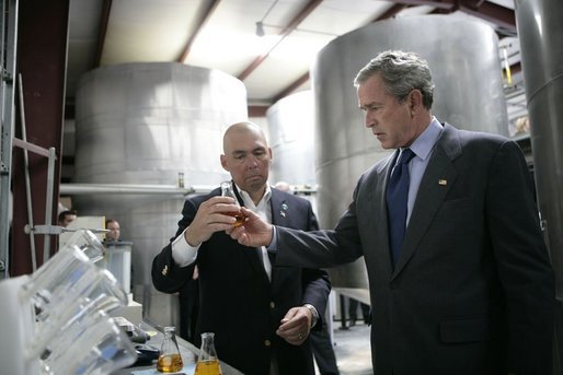 President George W. Bush tours the Virginia Biodiesel Refinery in West Point, Va., Monday, May 16, 2005.White House photo by Eric Draper
