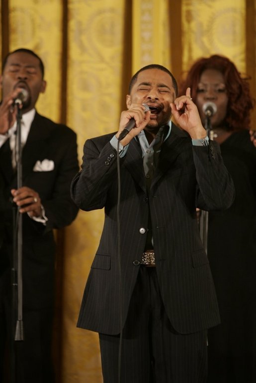 Smokie Norful performs in the East Room of the White House Monday, June 6, 2005, during a celebration of Black Music Month at the White House. White House photo by Krisanne Johnson