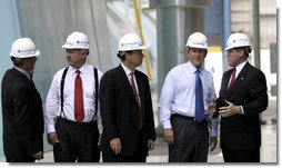 President George W. Bush tours the turbine room of Calvert Cliffs Nuclear Power Plant in Lusby, Md., Wednesday, June 22, 2005. After his tour, the President spoke about energy and economic security to about 400 in attendance.  White House photo by Paul Morse