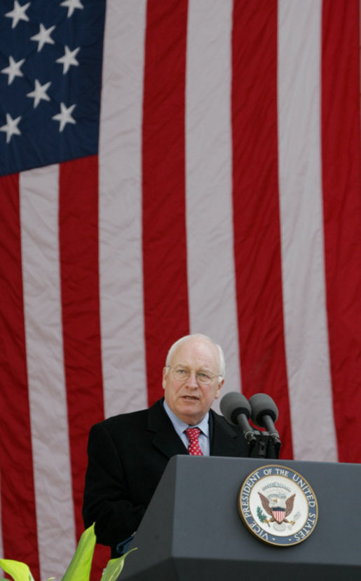 Vice President Dick Cheney addresses an audience, Friday, Nov. 11, 2005, at Veterans Day ceremonies at Arlington National Cemetery in Arlington, Va. White House photo by David Bohrer