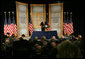 President George W. Bush addresses audience members, Thursday, Jan. 5, 2006, at the U.S. State Department in Washington, during the U.S. University Presidents Summit on International Education. White House photo by Kimberlee Hewitt