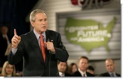 President George W. Bush delivers remarks on the economy at JK Moving and Storage in Sterling, Va., Thursday, Jan. 19, 2006.  White House photo by Eric Draper