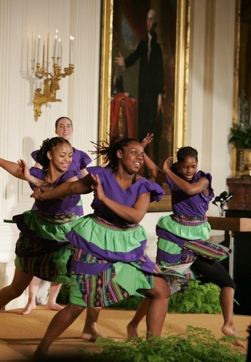 The Moving in the Spirit dancers perform Wednesday, Jan. 25, 2006 in the East Room of the White House, during the President's Committee on the Arts and the Humanities 2006 Coming Up Taller Awards ceremony. White House photo by Paul Morse